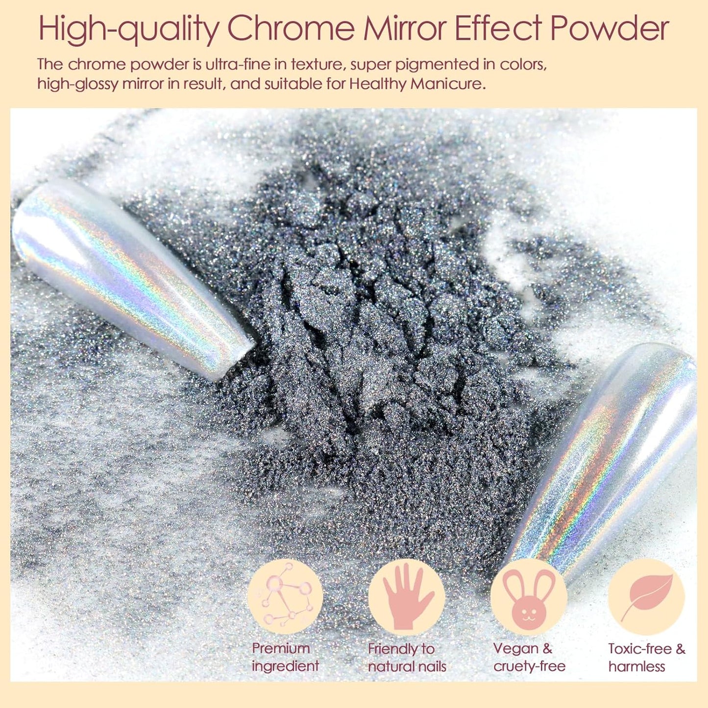 Allstarry Chrome Nail Powder 16pcs Metallic Effect Chrome Pigment Iridescent Aurora Nail Glitter Holographic Pigment Powder Mermaid Pearl Glitter Dust for Gel Polish Nail Art Decoration Resin Craft