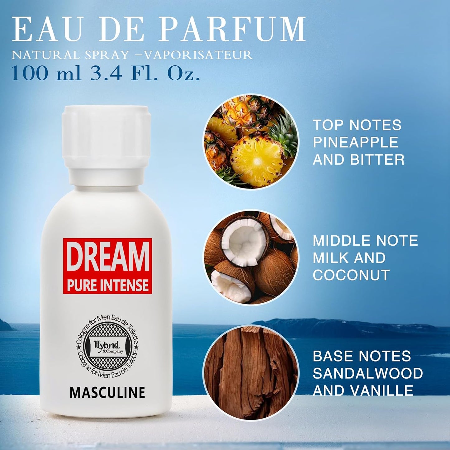 Hybrid & Company Dream Pure Intense For Men Eau De Parfum Vaporisateur Natural Spray 3.4 Fl Oz