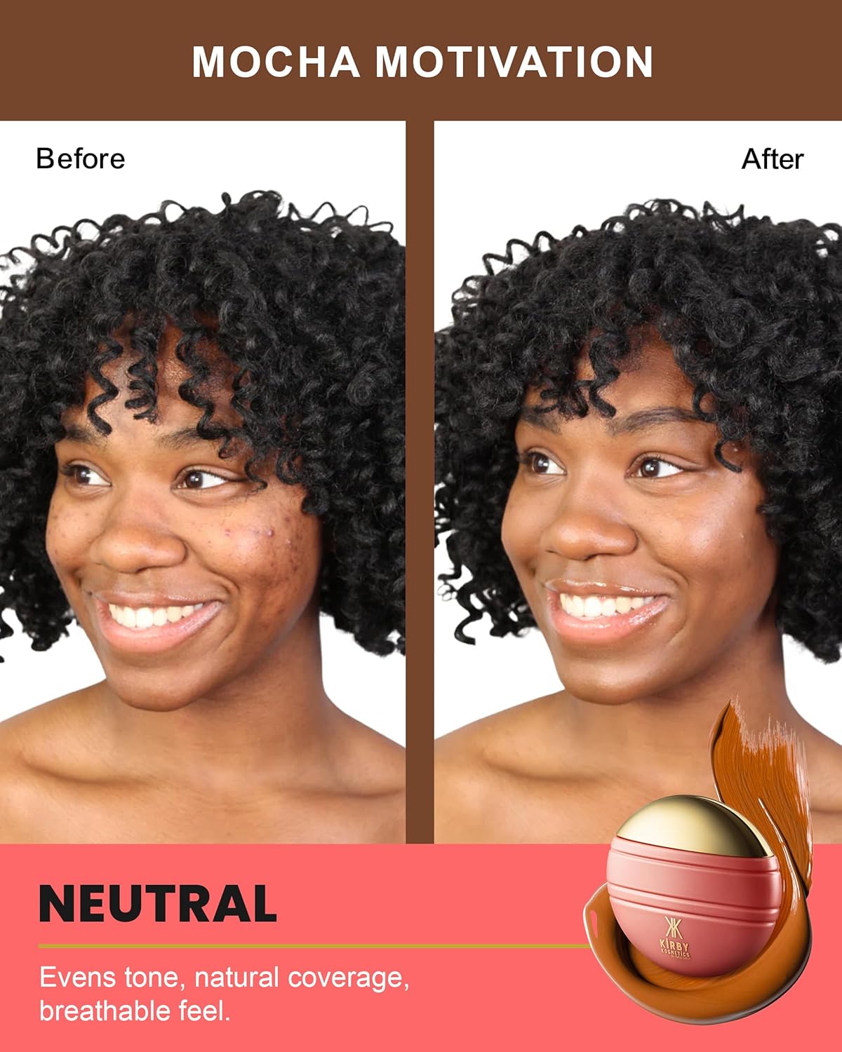 Konfident Glow Skin Tint – Mocha Motivation Hydrating Oil-Free Glass-Skin Foundation, Buildable Light-to-Medium Coverage, 30 ml – Inclusive Clean Makeup for Radiant Confidence