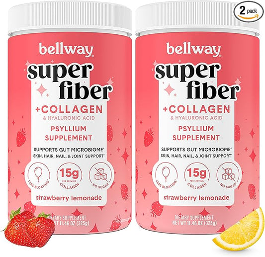 Bellway Super Fiber Powder + Collagen (2 Pack), (22.92 oz)