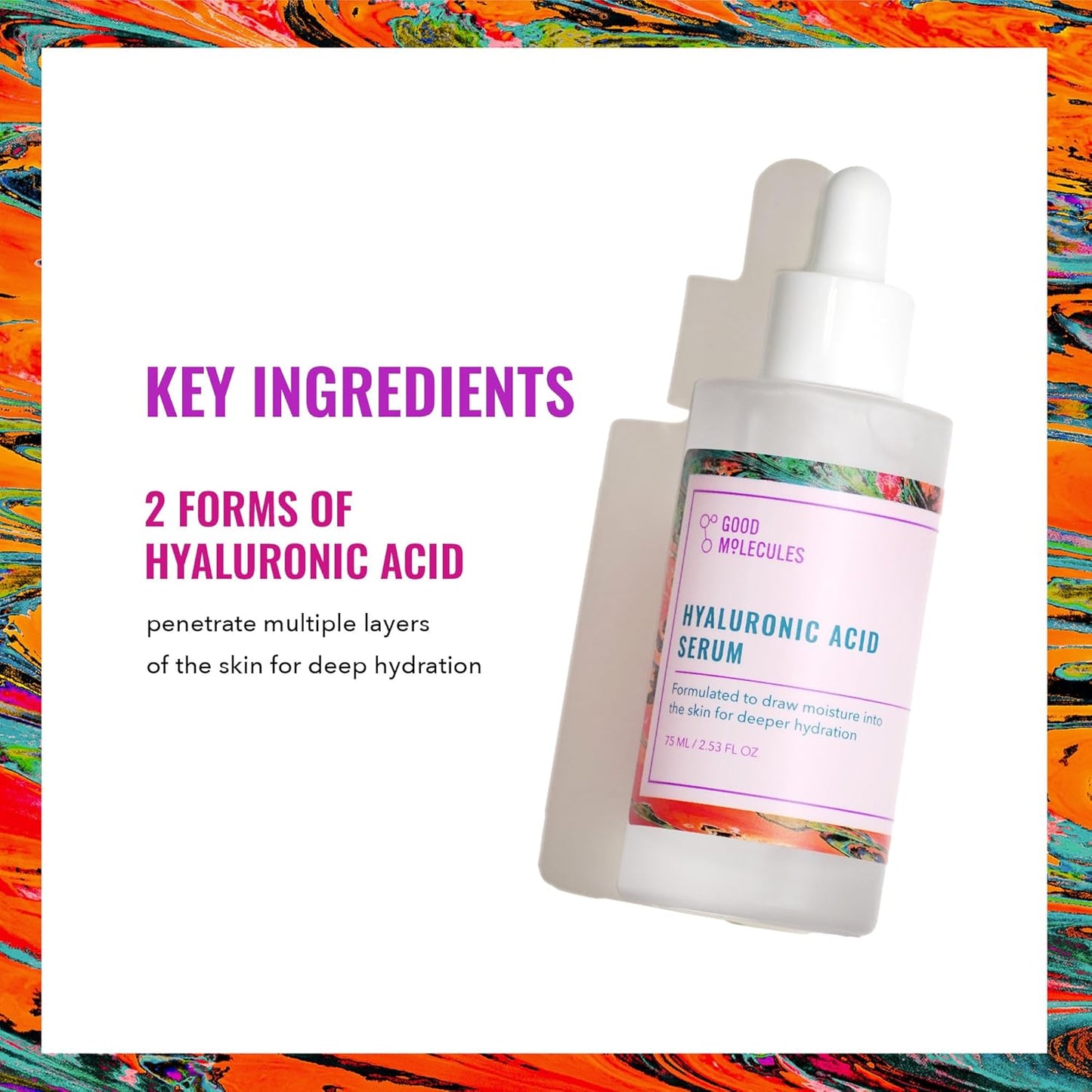 Good Molecules Hyaluronic Acid Serum - 1% Hyaluronic Acid Non-Greasy Ultra hydrating Serum Facial Moisturizer for Plumper Skin, Skin Care for Face