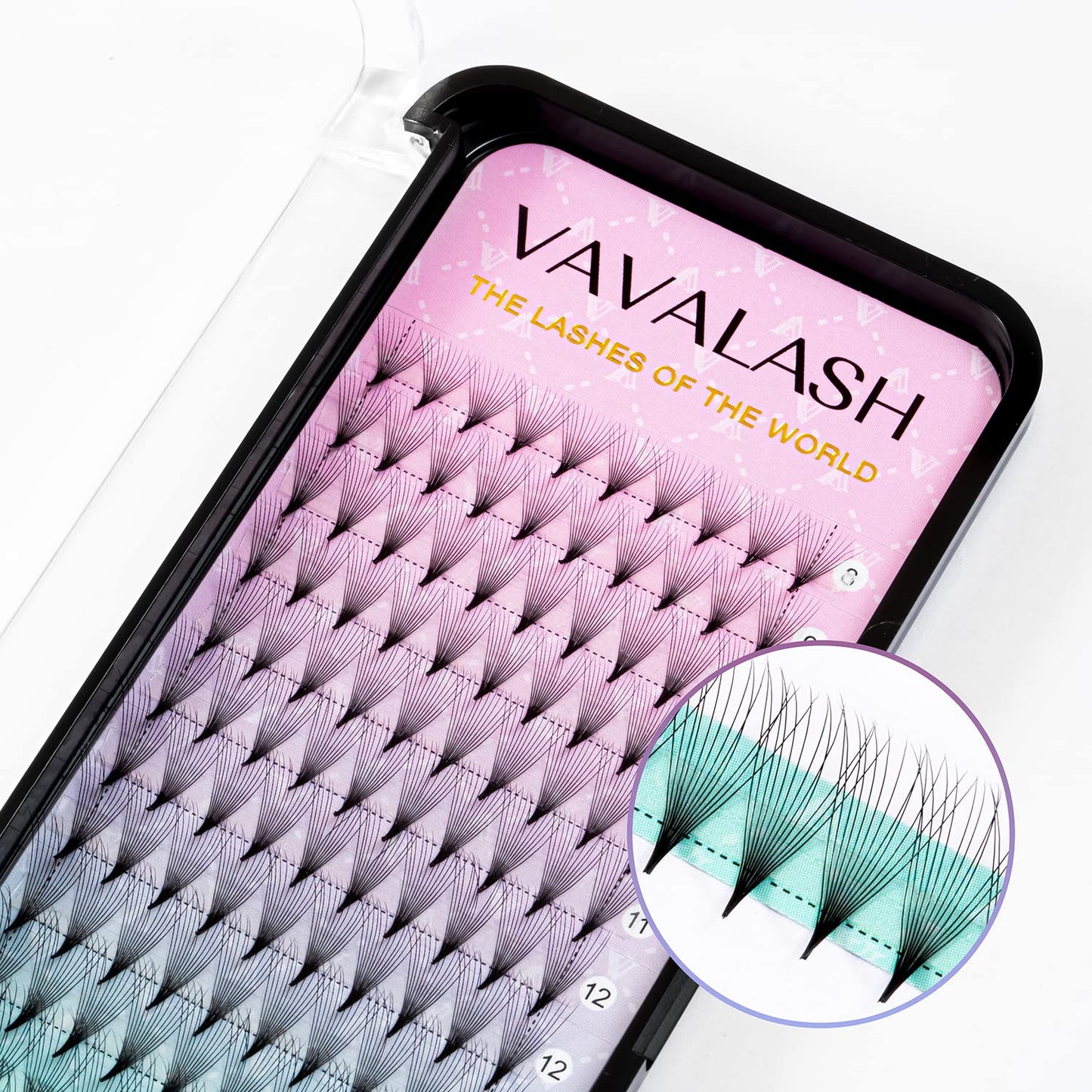 Eyelash Extensions 3D 4D 5D 6D 8D 9D 10D Thickness 0.07/0.1 C/D Curl Eyelashes Middle Stem & Long Stem Heat Bonded Premade Fans Russian Volume Lash Extensions Supplies (Middle Stem 12D-0.07-C-10mm)