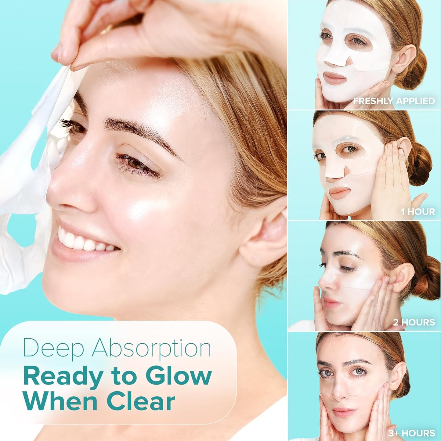 Ebanel Bio Collagen Face Mask, 4-Pack Hydrating Face Masks with 7 Peptides, Hyaluronic Acid, Niacinamide, Centella, Rose Water, Ceramide, and B5, Glass Skin Tightening and Lifting Korean Sheet Masks