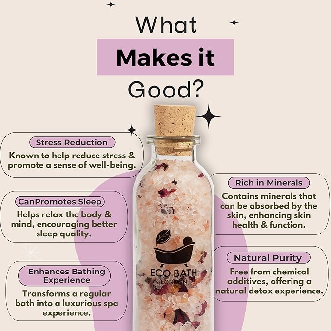 Himalayan Bath Salt - Luxurious Bath Salts for Relaxation, Skin Care, and Aromatherapy, Infused with Natural Ingredients (Various Scents) (Rose)