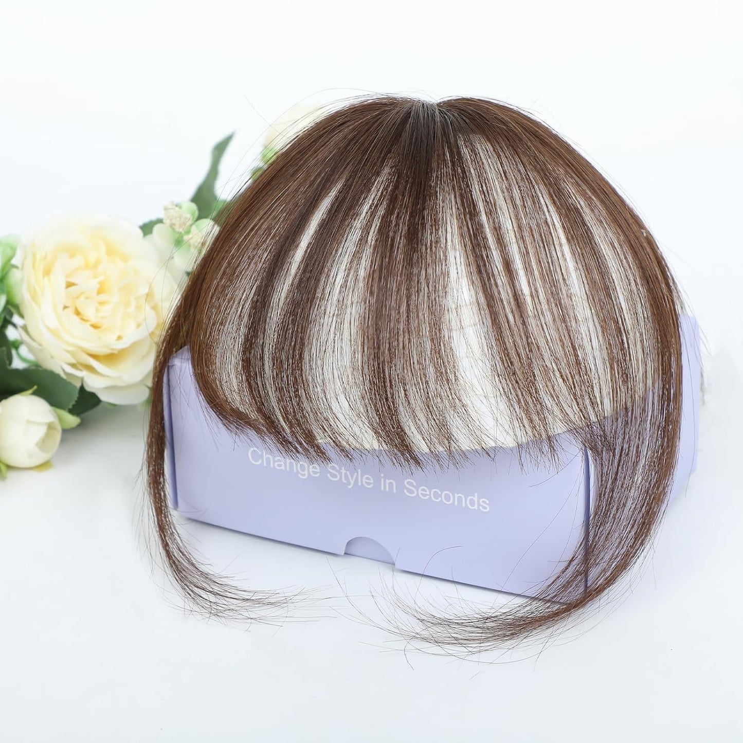 MORICA Bangs Hair Clip, 360° 3D Cover Clip in Bangs 100% Real Human Hair Toppers with Bangs，Hair pieces for Women Fake Bangs for Daily Wear (Dark Brown, 4×6 3D Bangs)