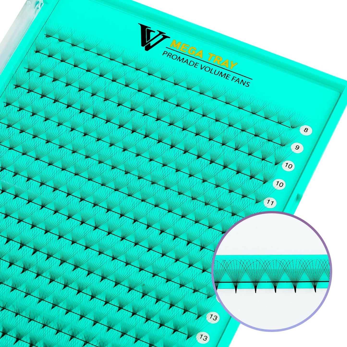 VAVALASH 320 Fans Premade Fans Eyelash Extensions 8D 10D 12D 14D 16D 20D 0.03 0.05 0.07 Thickness C/D Curl Middle Stem Heat Bonded Premade Fans Volume Lash Extensions (320 Fans-10D-0.07-C-11mm)