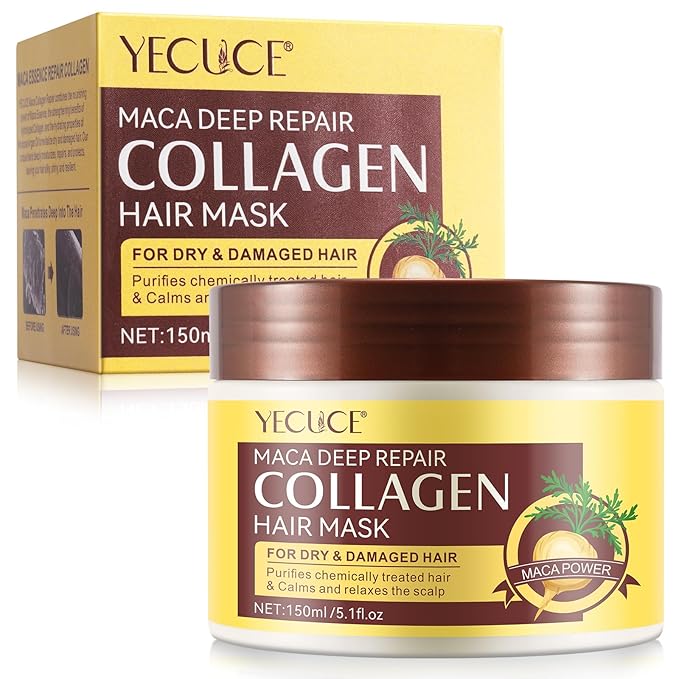 Hair Treatment Mask, Deep Repair Conditioning Collagen Hair Mask, Argan Oil Collagen Hair Mask for Dry Damaged Hair, Safe and Nourishing Formula For All Hair Types