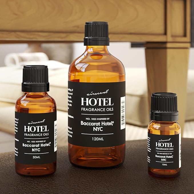 AirScent Hotel Diffuser Oil Inspired by The Baccarat Hotel Scent - Love Affair Fragrance Oil No. 1023 for Ultrasonic and Waterless Diffusers and Crafting - 120 mL, 4 fl oz Glass Bottle with Dropper