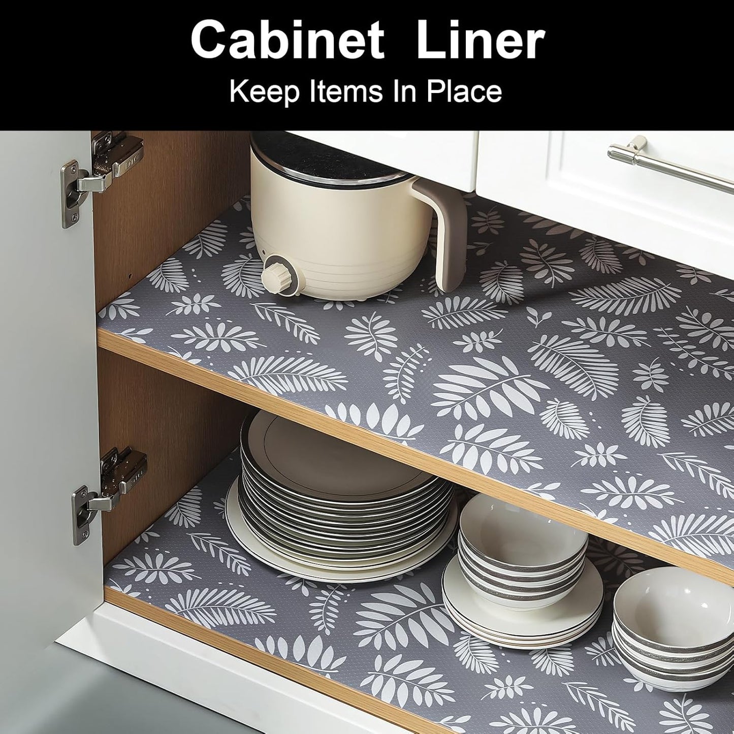 Cooyes Shelf and Drawer Liner for Kitchen Cabinets Non-Adhesive, Waterproof Non-Slip Cabinet Liners for Desk, Refrigerator, Shelves, Bathroom Drawers, Cabinet Protection