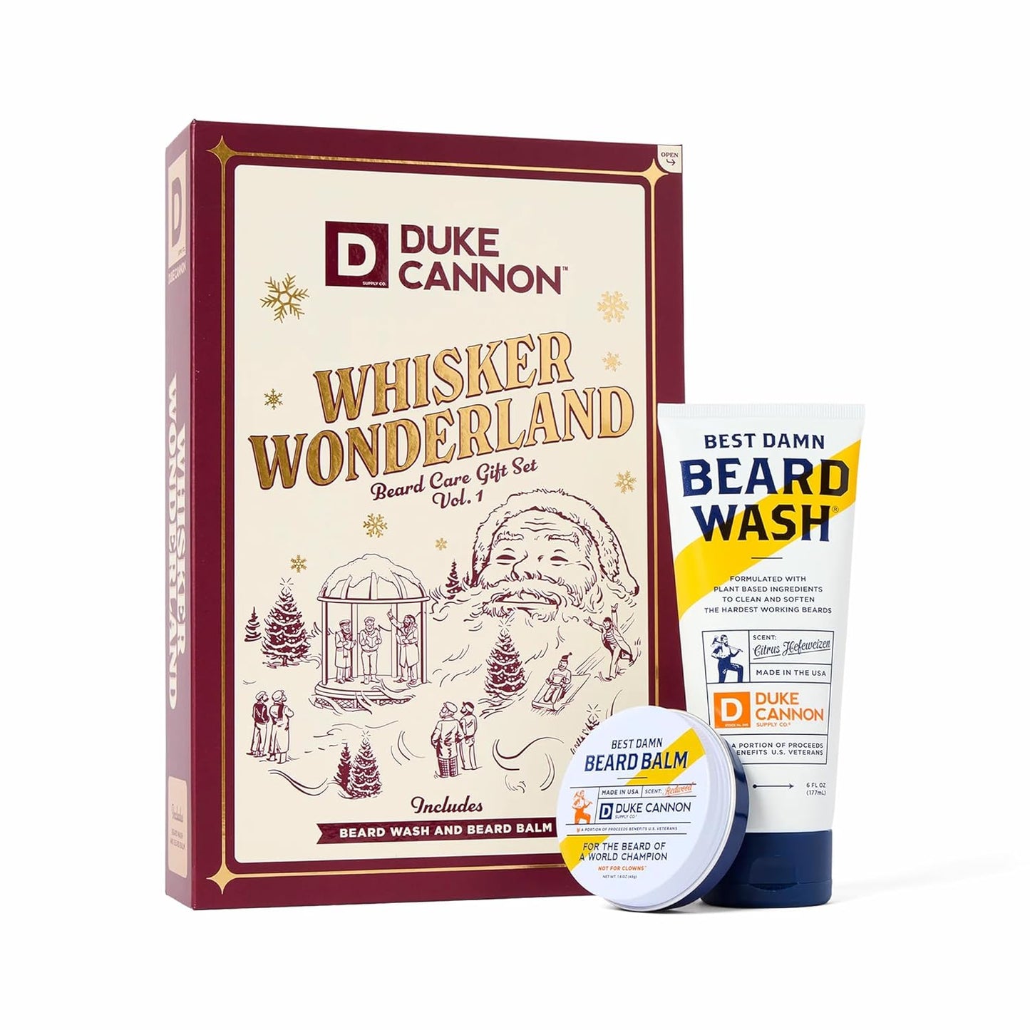 Duke Cannon Whisker Wonderland Beard Care Gift Set – Beard Wash + Beard & Face Lotion – Holiday Kit for Men – Barley & Wheat Protein – Vitamin B & E – Light Citrus Scent – Grooming Gift