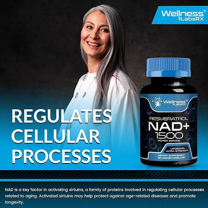 NAD Supplement, 1500mg - Liposomal NAD+ Supplement with Resveratrol, NAD Plus Boosting Supplement - Support Cellular Health, Stamina & Healthy Aging - Ultra Strength Capsules - 3 Pack