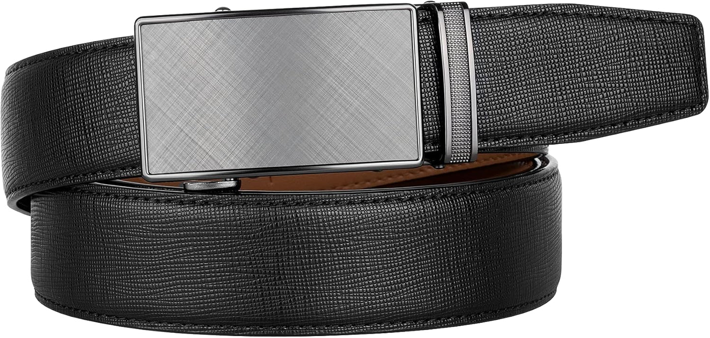 Zitahli Belt Men, Ratchet Belt Dress with 1 3/8" Premium Leather,Slide Belt with Easier Adjustable Automatic Buckle