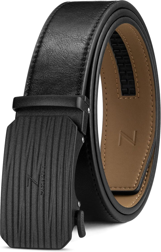 Zitahli Belt Men, Ratchet Belt Dress with 1 3/8" Premium Leather,Slide Belt with Easier Adjustable Automatic Buckle