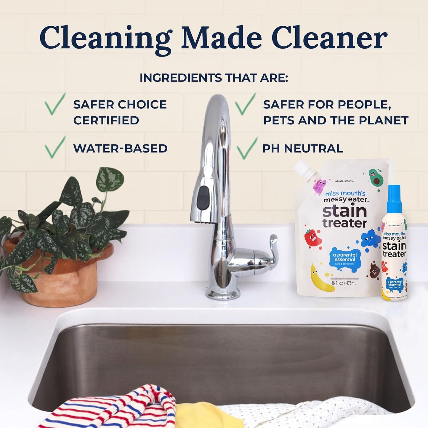 Miss Mouth's Messy Eater Stain Treater - 2 Pack Stain Remover Spray and 16oz Bottle