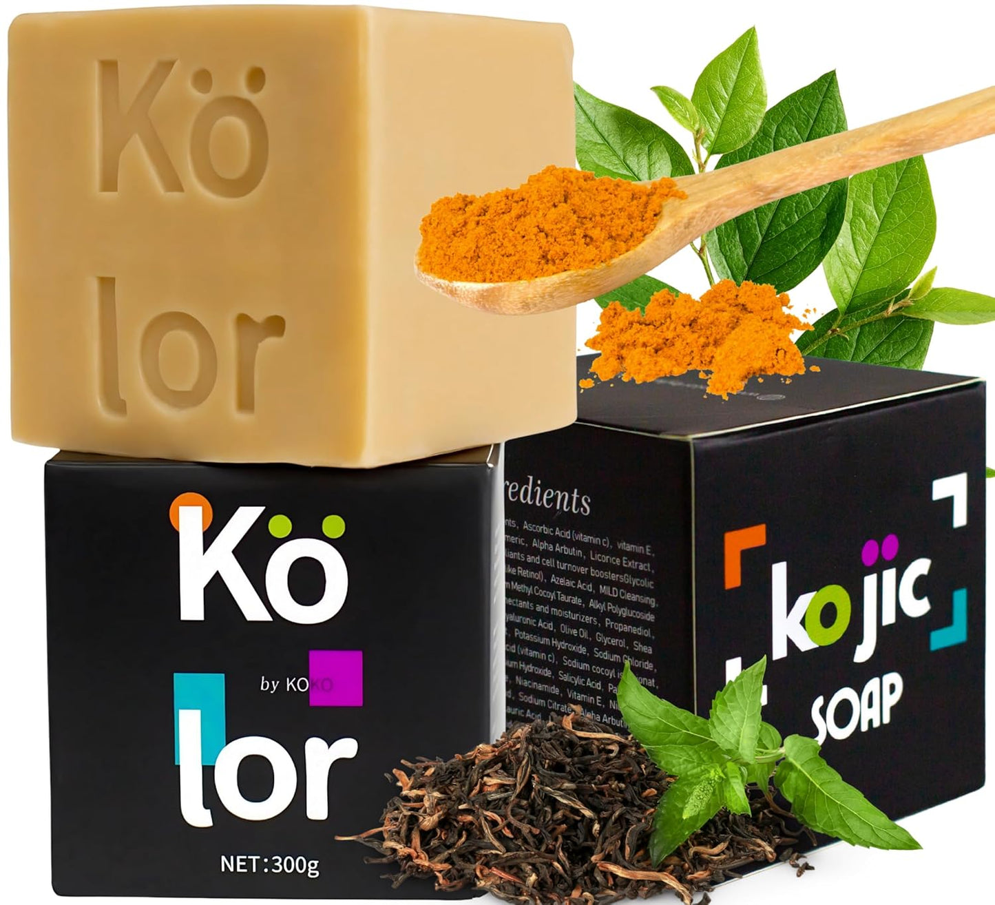 Kojic & Turmeric 300g Korean Formula 42 Professional Grade Ingredients Face and Body Bar Soap – Skin Care Bar with Salicylic Acid, Vitamin C, Retinol – Gentle Cleansing and Hydration All Skin Types