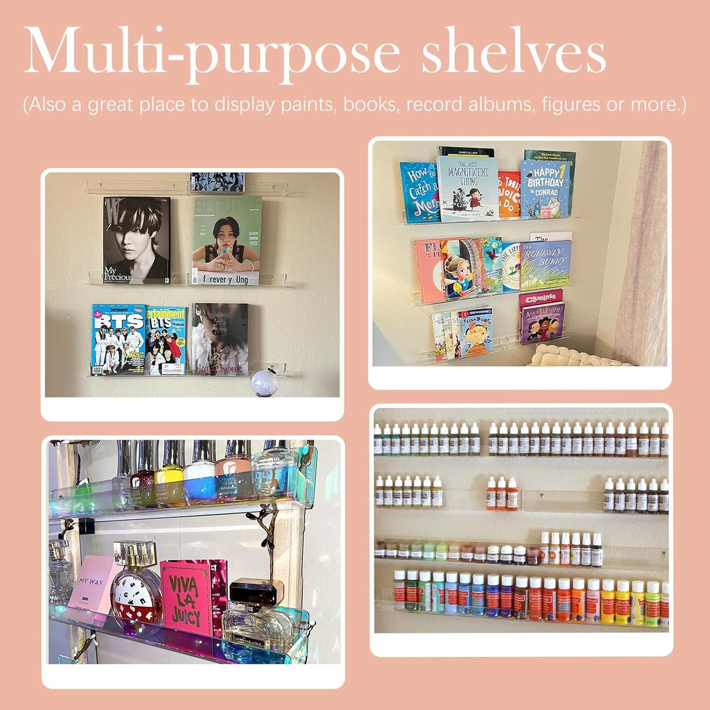 FEMELI Nail Polish Wall Rack (Iridescent, 15 inch)