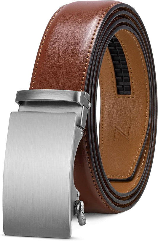Zitahli Belt Men, Ratchet Belt Dress with 1 3/8" Premium Leather,Slide Belt with Easier Adjustable Automatic Buckle