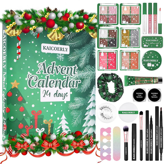 Makeup Advent Calendar 2025,24 Days Christmas Advent Calendar for Teen Girls,2025 Xmas Countdown Calendar Make Up Sets for Christmas Party Festival with Mascara Eyeshadow Lipstick Blush Eyebrow Soap