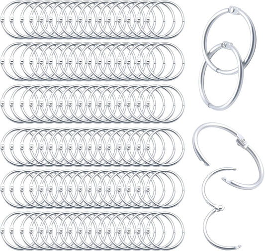 Loose Leaf Binder Rings Inner Dia: 1 inch(25.5mm) 100pcs Metal Silver Book Binder Rings Paper Rings Clips Key Rings Index Cards Rings Great for Home School Office