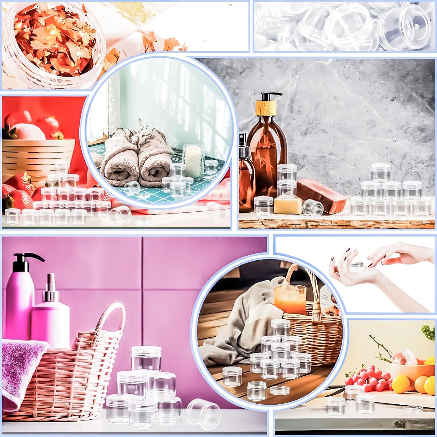 MotBach 35 Pack 20g Plastic Jars Containers, 20ml Travel Size Container Jars with Lids, 0.7oz Round Clear Cosmetic Container Jar for Travel Makeup Cosmetic Lip Balm Salve Sample Cream Beauty Lotion