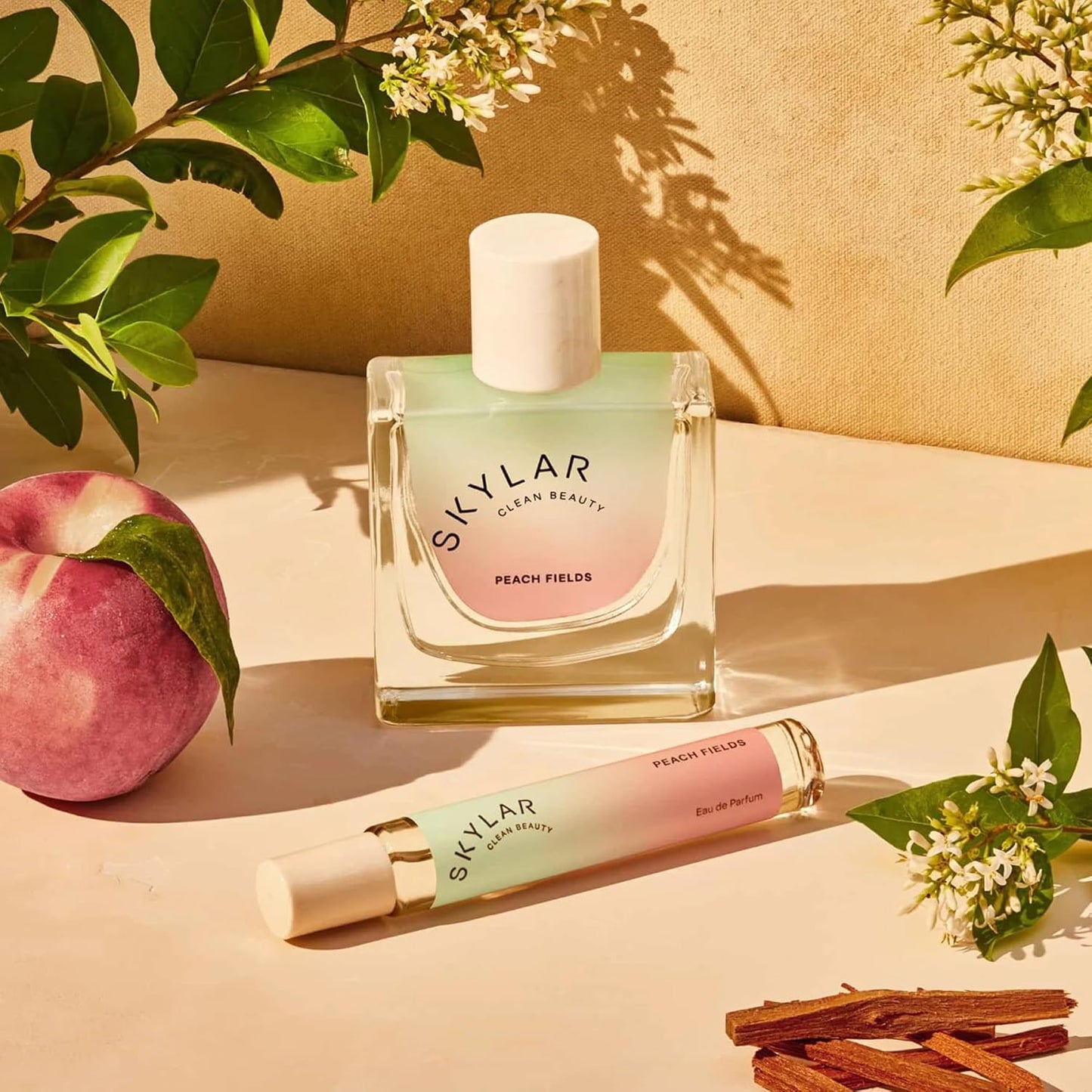 Skylar Peach Fields Eau de Parfum - Hypoallergenic & Clean Perfume for Women & Men, Vegan & Safe for Sensitive Skin - Sweet Perfume with Notes of Mandarin, Grapefruit, White Peach - 50mL /1.7 Fl oz