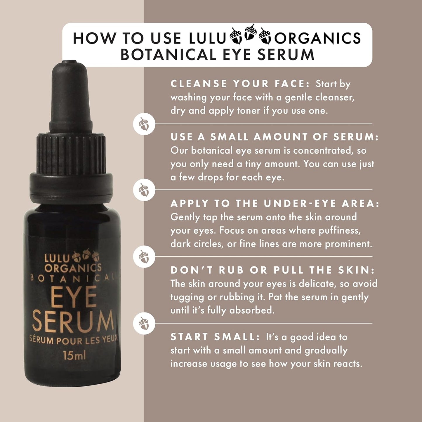 Botanical Eye Serum, Nourishing Under Eye Oil Serum for Dark Circles and Puffiness, Organic Ingredients and Vitamin Rich Antioxidant, Compact & Travel Size - 15 ml
