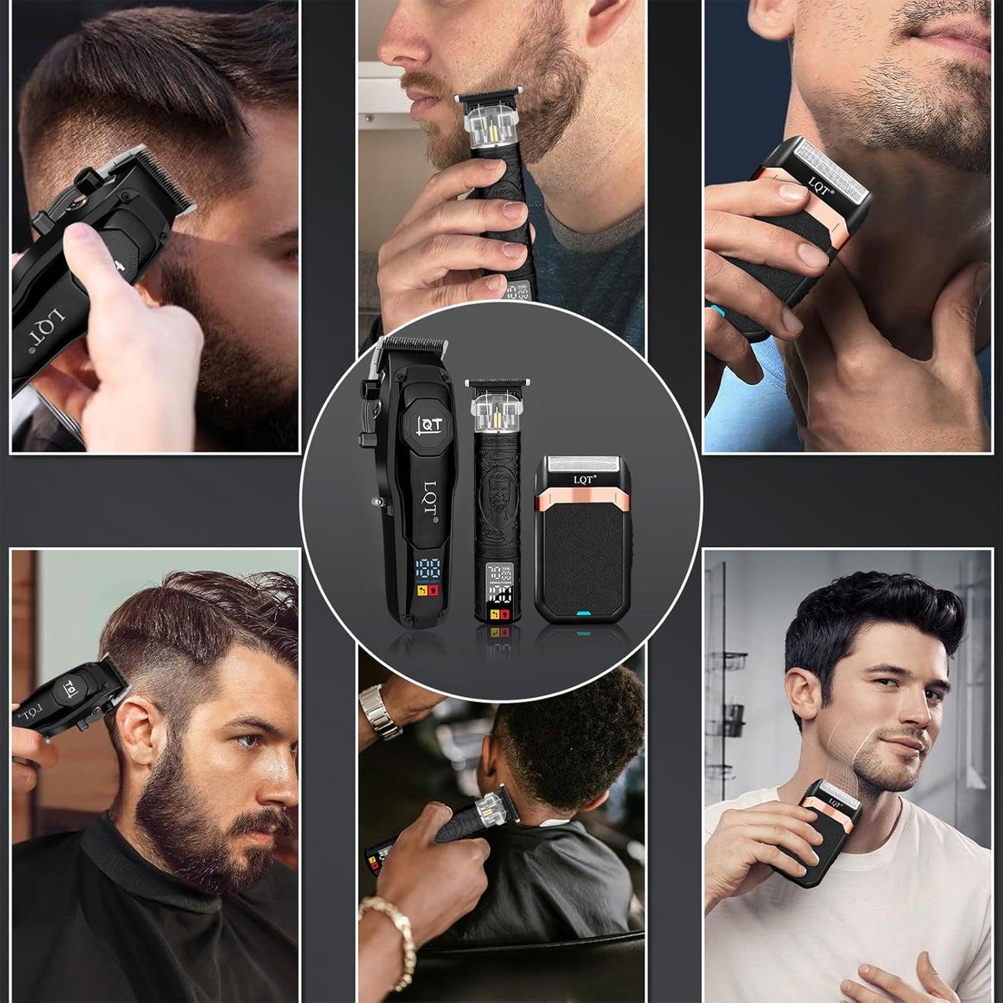 Professional Cordless Hair Clippers for Men, Electric T-Blade Trimmer with LED Display, Long Battery Life, Grooming Kit for Haircuts & Beard Trimming,for Home, Barber, Travel