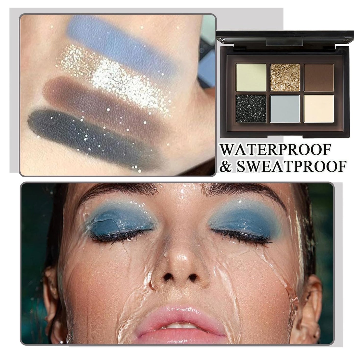 Black Grey Smoky Eyeshadow Palette,15 Colors Matte Shimmer Pigmented Eye Shadow Makeup Palette Set with 3 Eyeshadow Brushes,Glitter Eyeshadow Makeup Palette for Daily Halloween Goth Makeup(I)