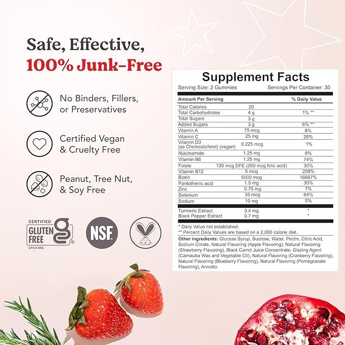 HAIRtamin Vegan Gummy Stars Hair Vitamins | Non-GMO | All Natural Biotin Hair Vitamin Gummies to Maintain Healthy Hair Skin & Nails | Multivitamin Supplement