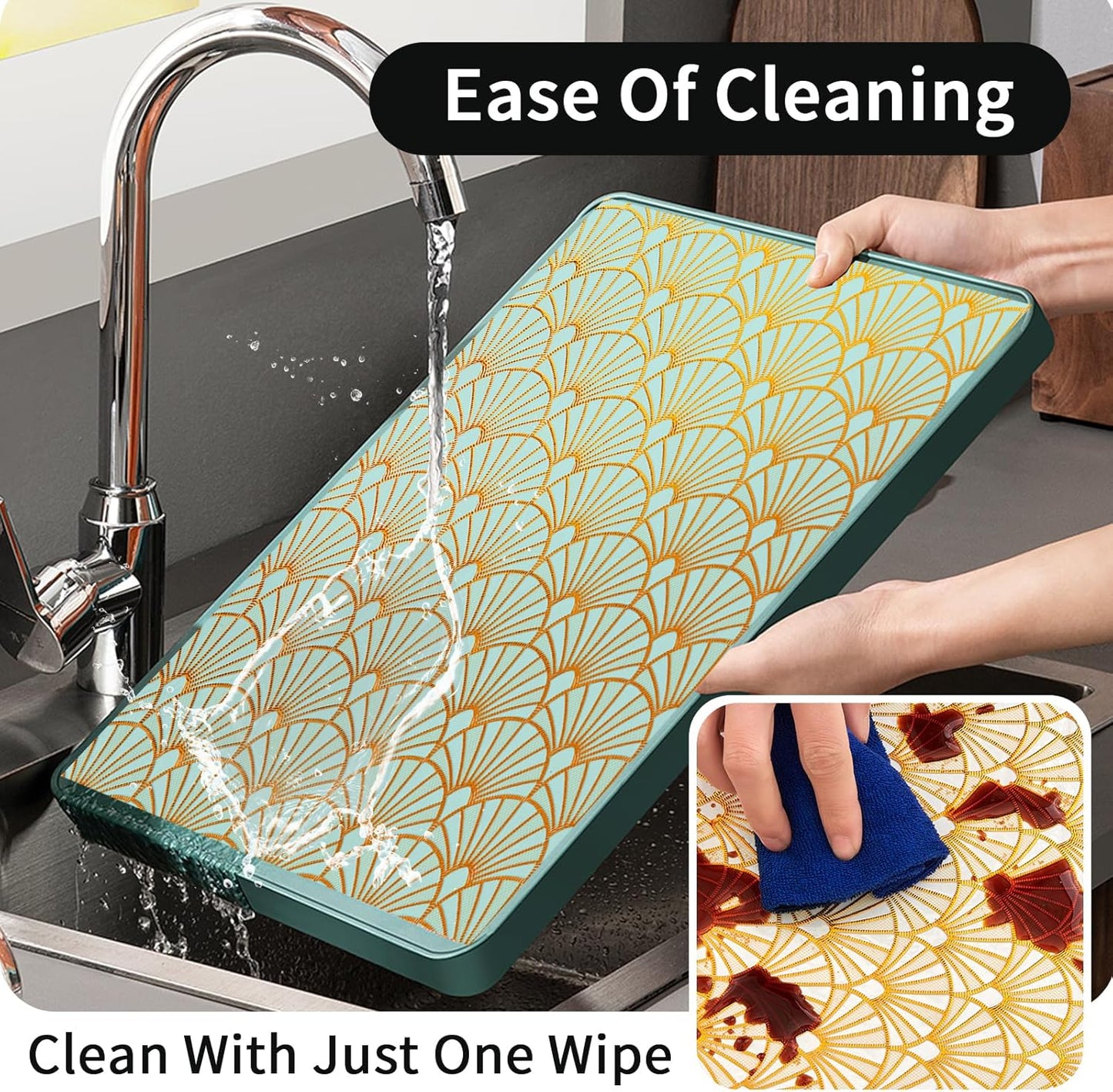 3D Drawer and Shelf Liner for Kitchen Cabinet: 12 in X 20 Ft 3D Waterproof Shelf Paper Non Adhesive Refrigerator Liners Golden Ginkgo Leaf Easy Liners for Bathroom with Knife Tape Measure
