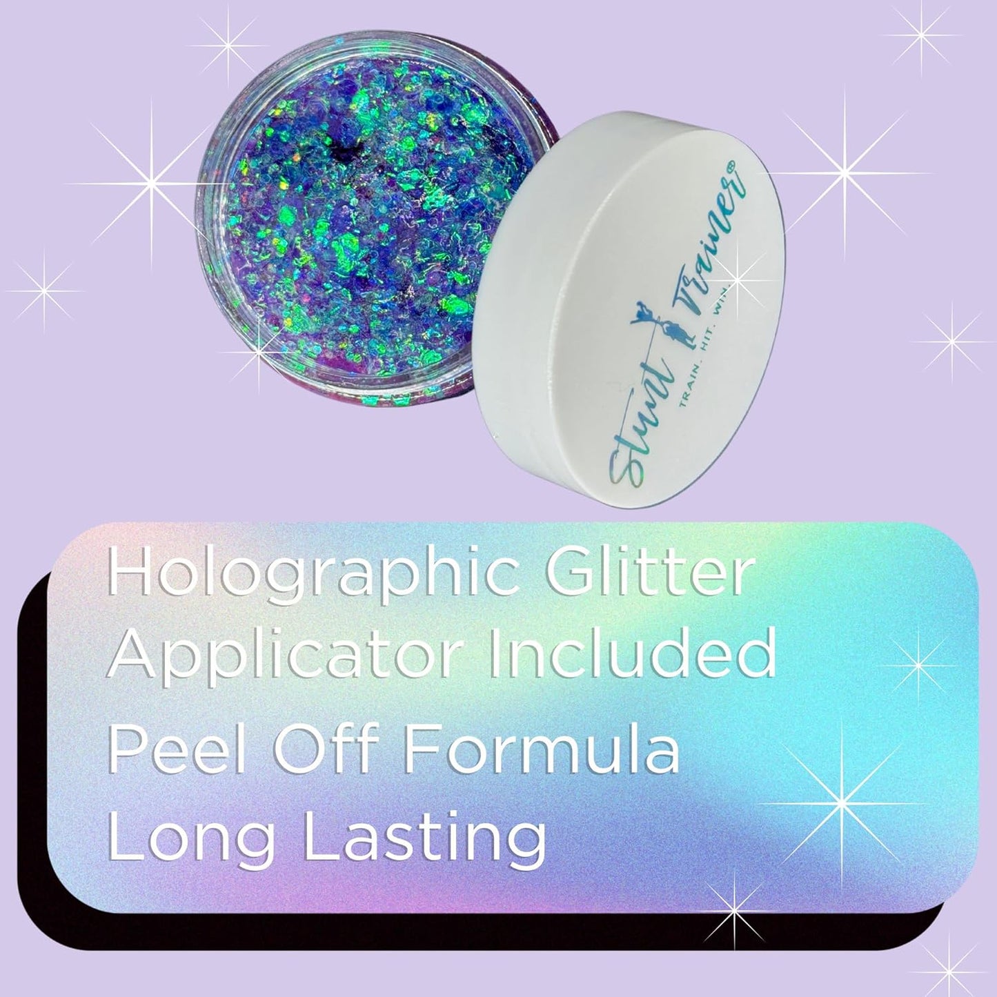 Stunt Trainer Cheer Glitter Face Body Makeup Peel Off Gel Chunky Holographic 15 Colors 1.6oz Vegan Cruelty Free Nontoxic Cheerleader Cheerleading Makeup