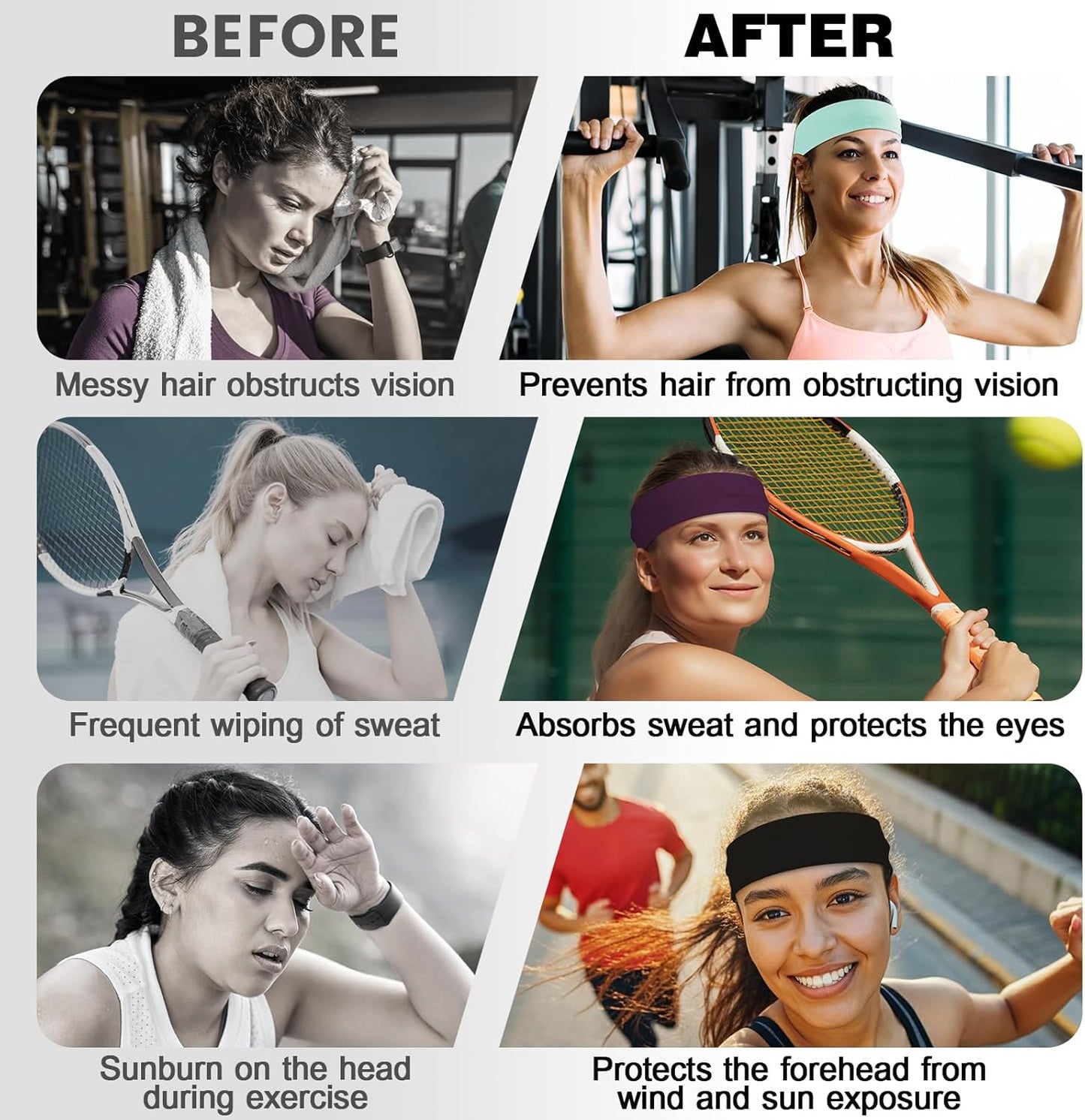 10 PCS Headbands for Women - Fashion Non Slip Cotton Headbands for Women and Men Perfect for Sports and Outdoor Activities in Summer,Including Running, Yoga, Cycling, Gym Workouts