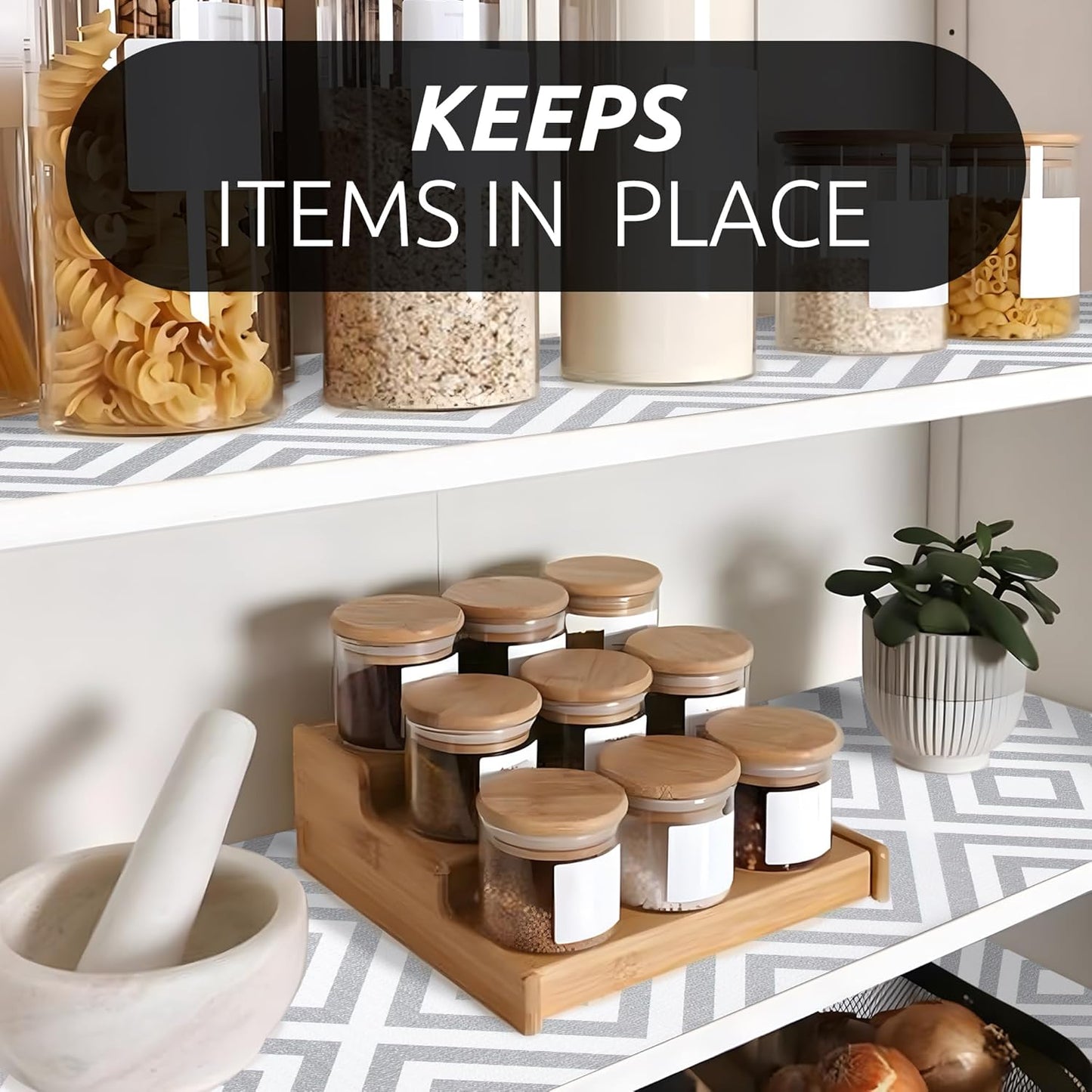 RAY STAR 18X96 Inch Shelf Liner for Kitchen Cabinets, Non-Adhesive Cabinet Liner Washable, PVC Drawer Liner for Dresser Non-Slip Bathroom (Modern Grey)(1 Roll)