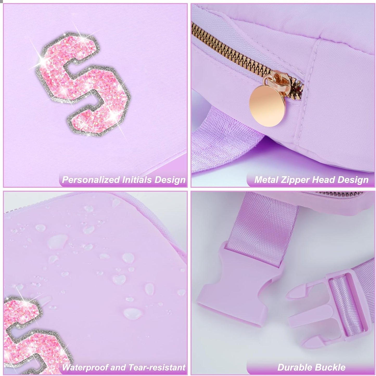 Gifts for Girls & Kids - Birthday Gifts for Daughter & Sister, Essentials for Her, Travel Essentials, Cute Teen Trendy Stuff Waist Packs Belt Bag Crossbody Bag | Lavender, Initial S