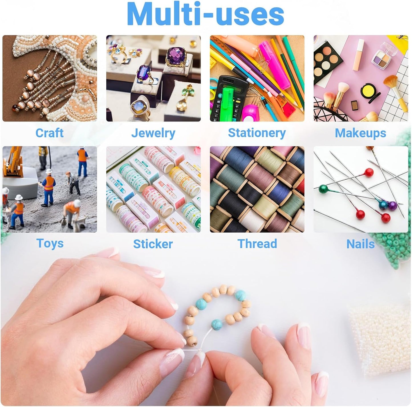 Nail Organizer Storage Box 36 Grids, 2 Pack Rhinestone Container, Acrylic Press Fake Nail Tip Craft Art Accessories Plastic Empty Case, Display Holder for Jewelry Diamond Charms Gem Bead Polish