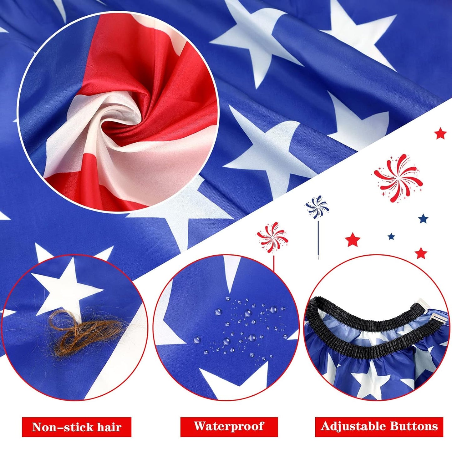 FEBSNOW Professional Barber Cape Independence 4th for July Salon Hair Cutting Cape with Adjustable neckline and Neck Duster Brush Barber Shop Supplies 46.8 × 56 Inch (Flag pattern)