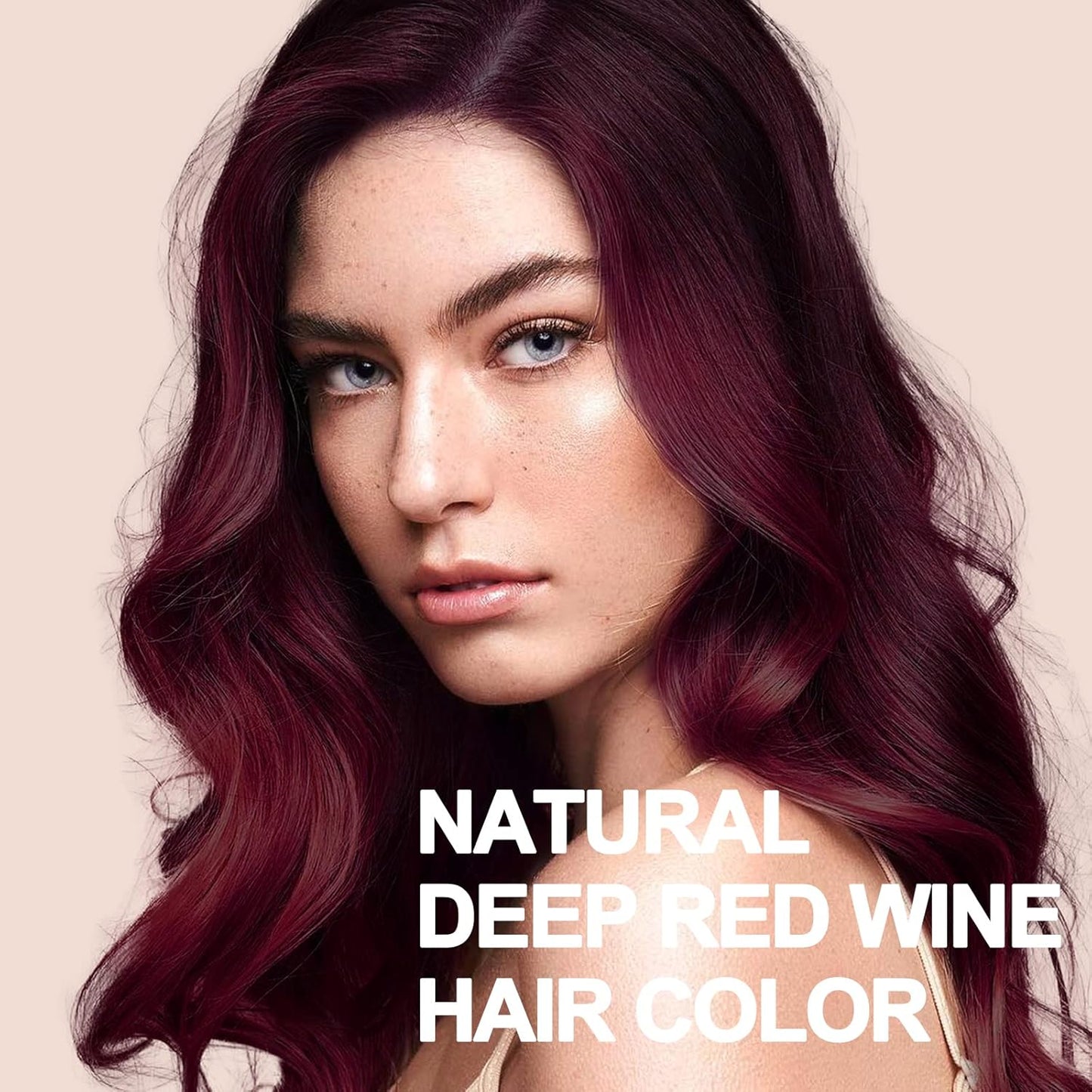 Natural Dark Wine Red Hair Dye Shampoo, 3 IN 1 Burgundy Hair Dye Shampoo, Wine Red Hair Nourishing & Dyeing for Men Women Colors in Minutes, Instant Red Hair Dye for All Hair Types（Dark wine red）