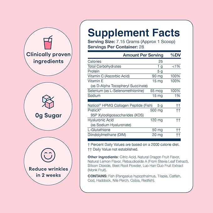 Love Sweat Fitness Natural Beauty Marine Collagen Skin Blend | Supports Skin Hydration and Radiance | Sugar-Free, Gluten-Free, Non-GMO | Pink Dragonfruit Flavor - 28 Servings