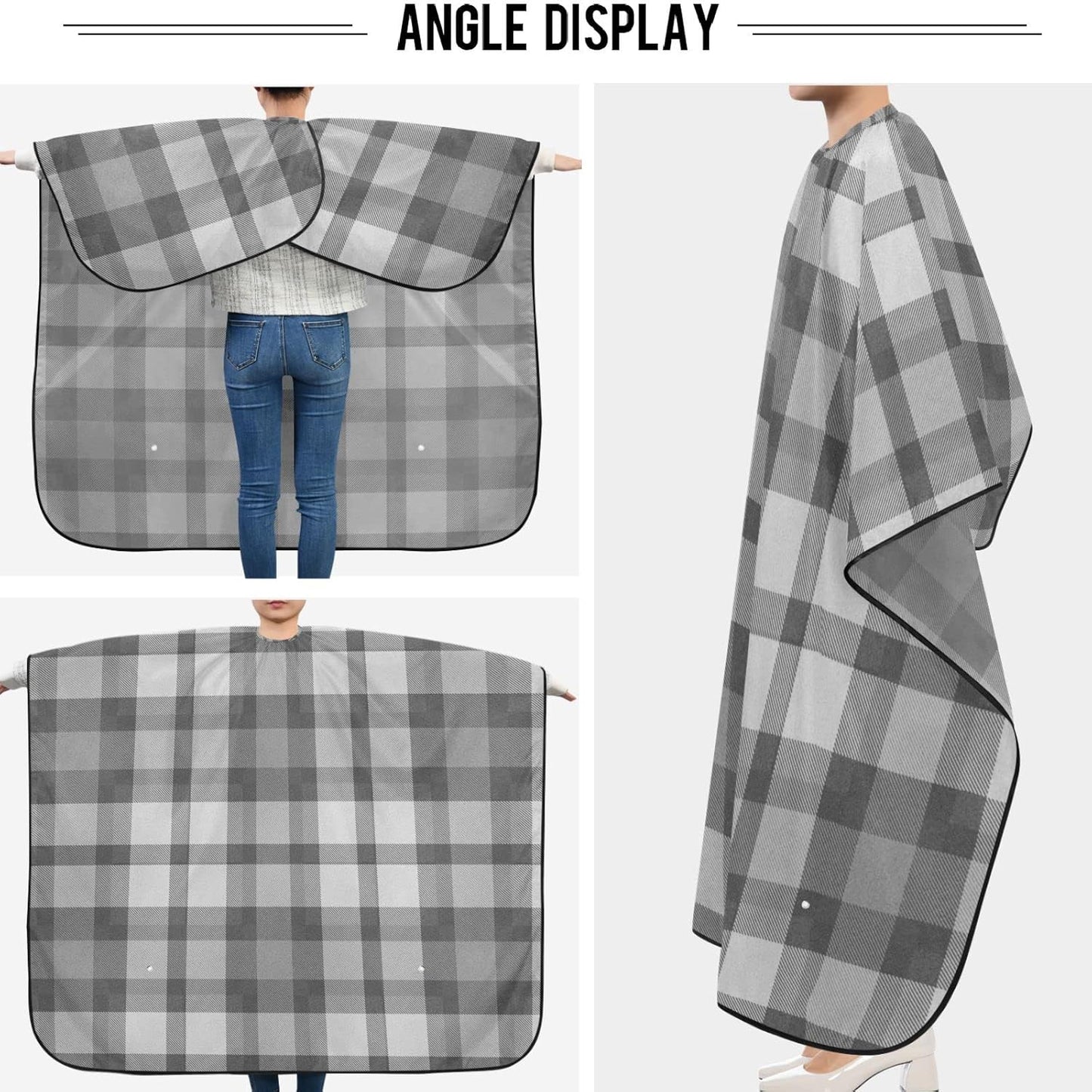 visesunny Barber Cape Tartan Seamless Print Polyester Hair Cutting Salon Cape Apron Anti-Static Haircut Water-Resistant Shaving Cloth Beard Shaving Bib Hairdressing Cape