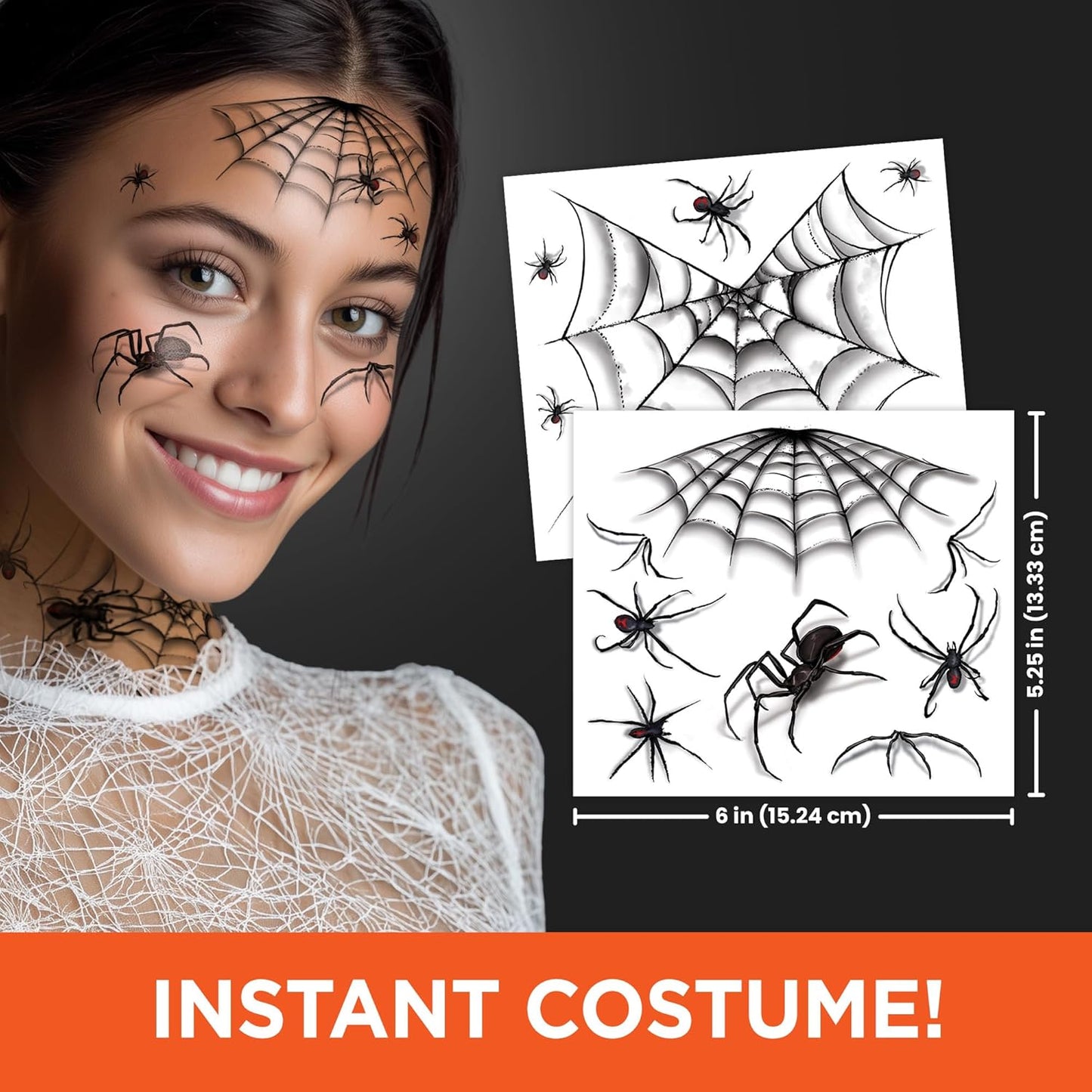 Assorted Spider Temporary Tattoos Variety Pack – Creepy Crawly Halloween Tattoos for Kids, 50+ Spooky Designs, Party Favors, Trick-or-Treat Handouts & Classroom Prizes
