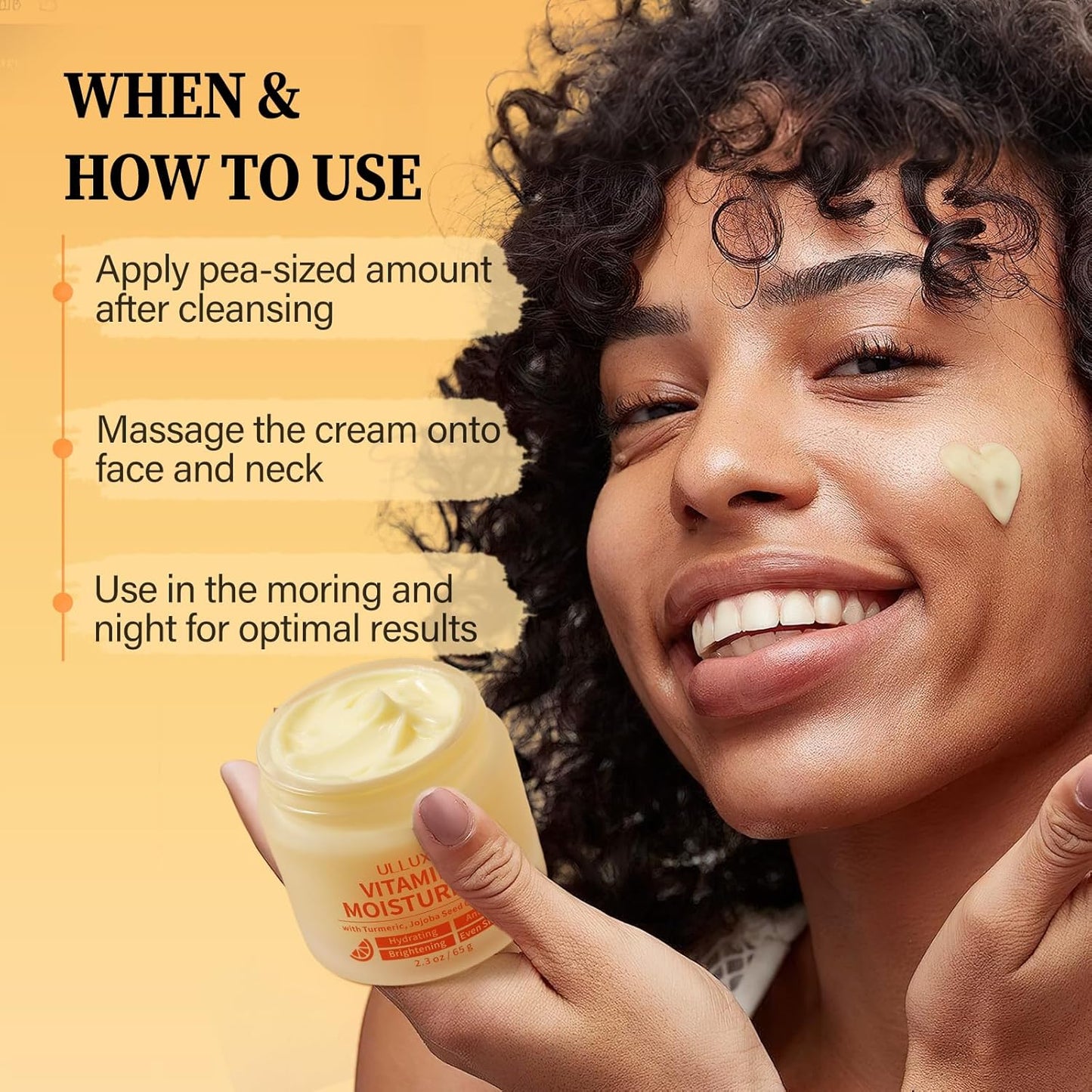 Vitamin C Face Moisturizer, Brightening & Anti-aging Face Cream with Turmeric for Dark Spots, Wrinkles & Uneven Tone, Glowing Skin Care Hydrating with Niacinamide & Squalane for All Skin Types, 2.3 Oz