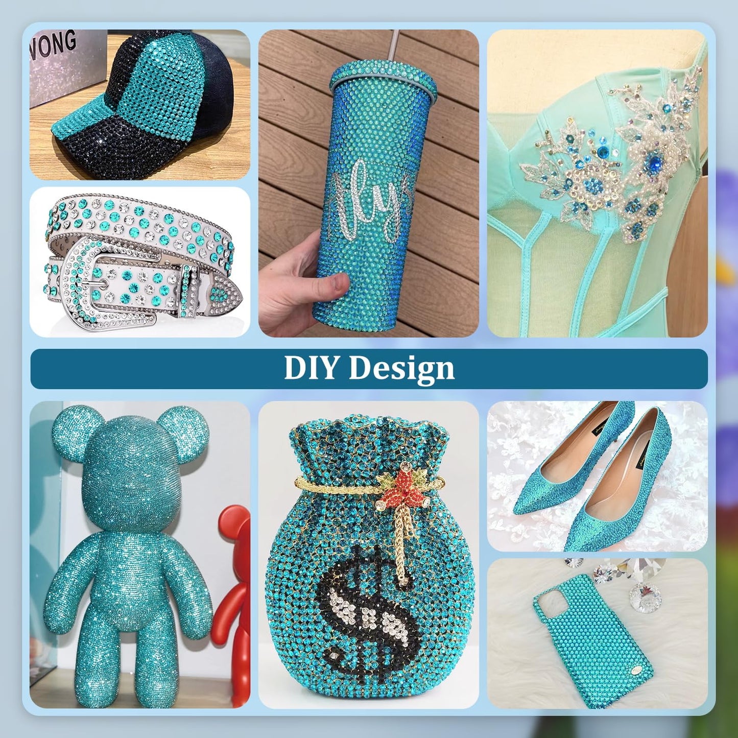 Resin Rhinestones for Crafting, 1 Box Lake Blue Multi Sizes Flatback Bedazzling Crystals for Crafts Nail Art Deco, Non Hotfix Gems Charms for Tumbler Shoes Clothing Fabric Face Makeup