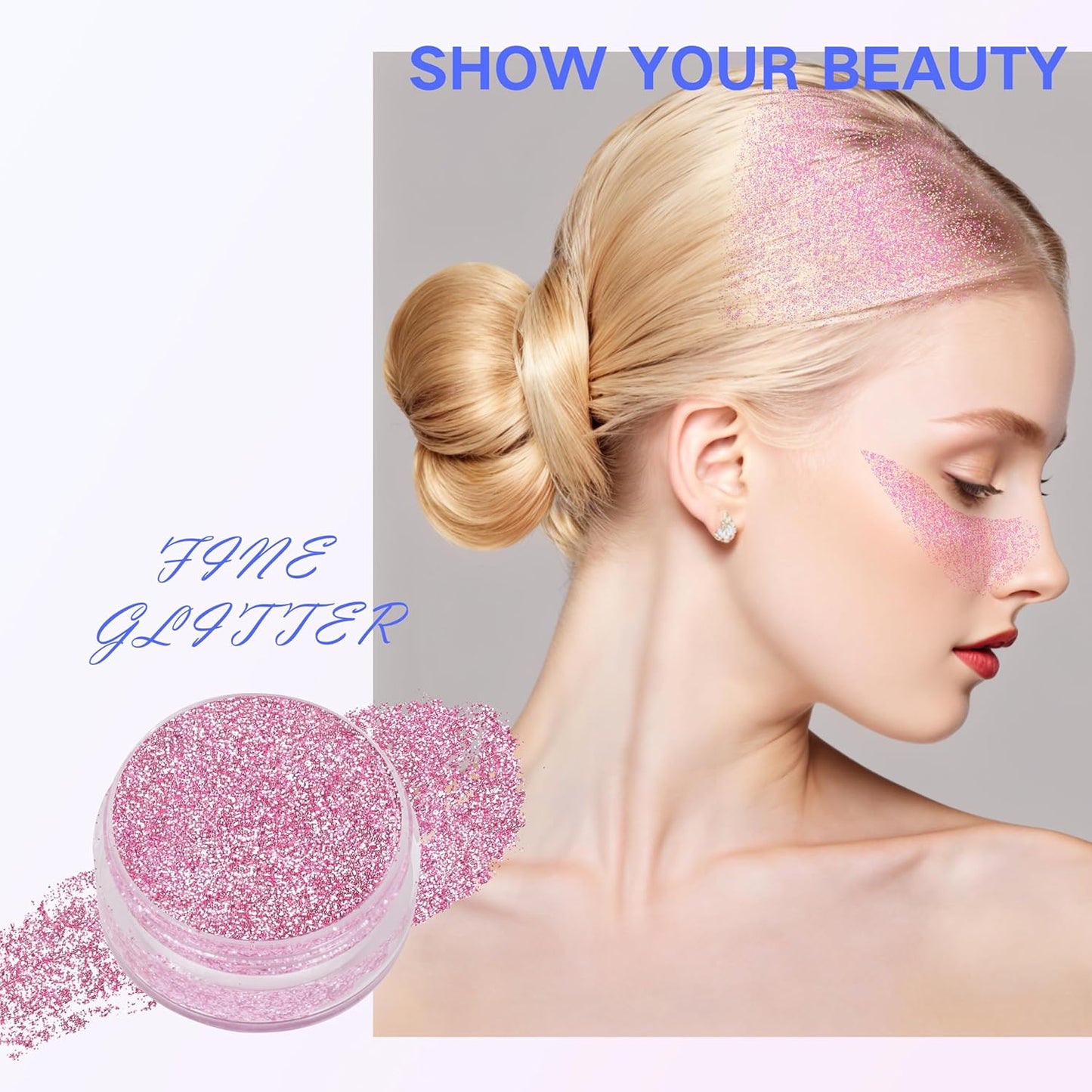 Pink Face Glitter Gel,10g/pc 4 Styles Body Glitter Mermaid Costume for Kids,Singer Concert Outfit for Women,Sparkling Hair Glitter Makeup Rave Festival Pink Out Accessories,40g/1.41 oz