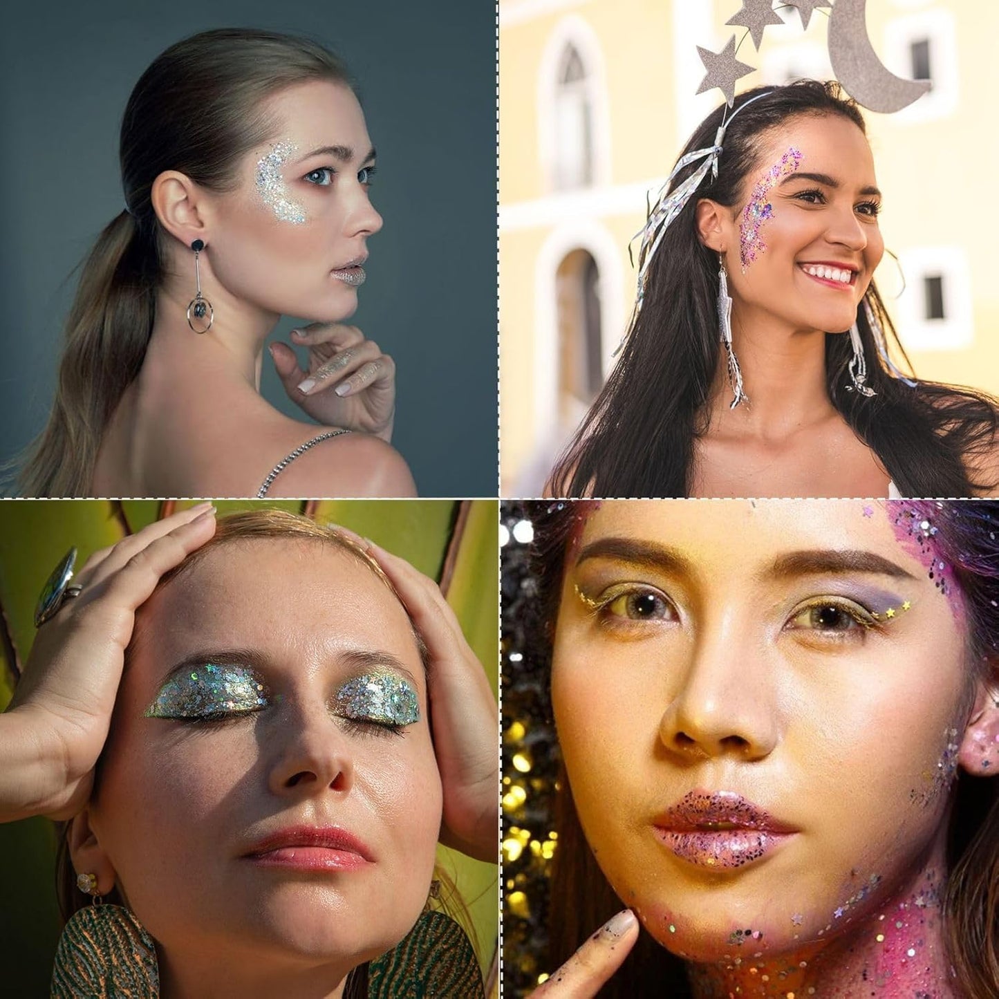 Body Glitter Gel - Halloween Costumes for Women, Sparkly Chunky Glitter Hair for Kids, Halloween Christmas Singer Concert Festival Rave Accessories (USA Pride Body Glitter)