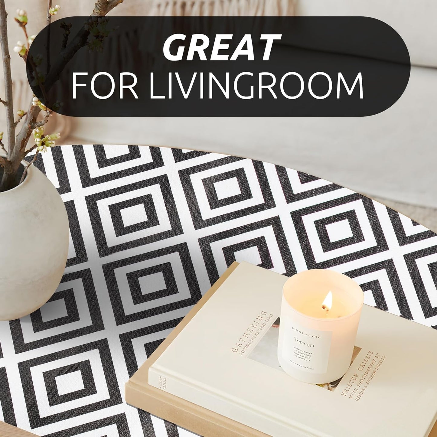 RAY STAR 12X120 Inch Shelf Liner for Kitchen Cabinets, Non-Adhesive Cabinet Liner Washable, PVC Drawer Liner for Dresser Non-Slip Bathroom (Modern Black)(1 Roll)