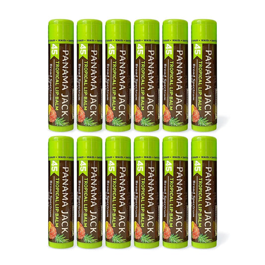Panama Jack Sunscreen Lip Balm - SPF 45, Broad Spectrum UVA-UVB Sunscreen Protection, Prevents & Soothes Dry, Chapped Lips, Tropical, 12-pack