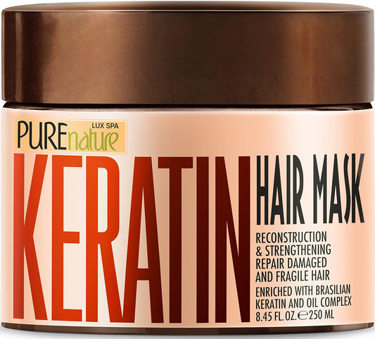 Keratin Hair Mask - Deep Conditioning Treatment for Dry and Frizzy Hair - Advanced Repair for Extremely Damaged Hair - Hydrating Conditioner with Collagen Protein, Moisturizing for Curly Women and Men