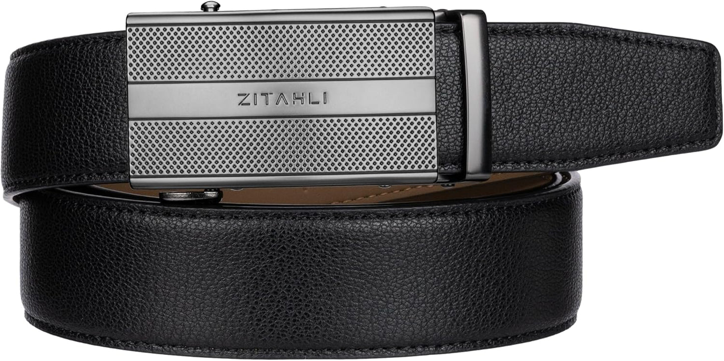 Zitahli Belt Men, Ratchet Belt Dress with 1 3/8" Premium Leather,Slide Belt with Easier Adjustable Automatic Buckle