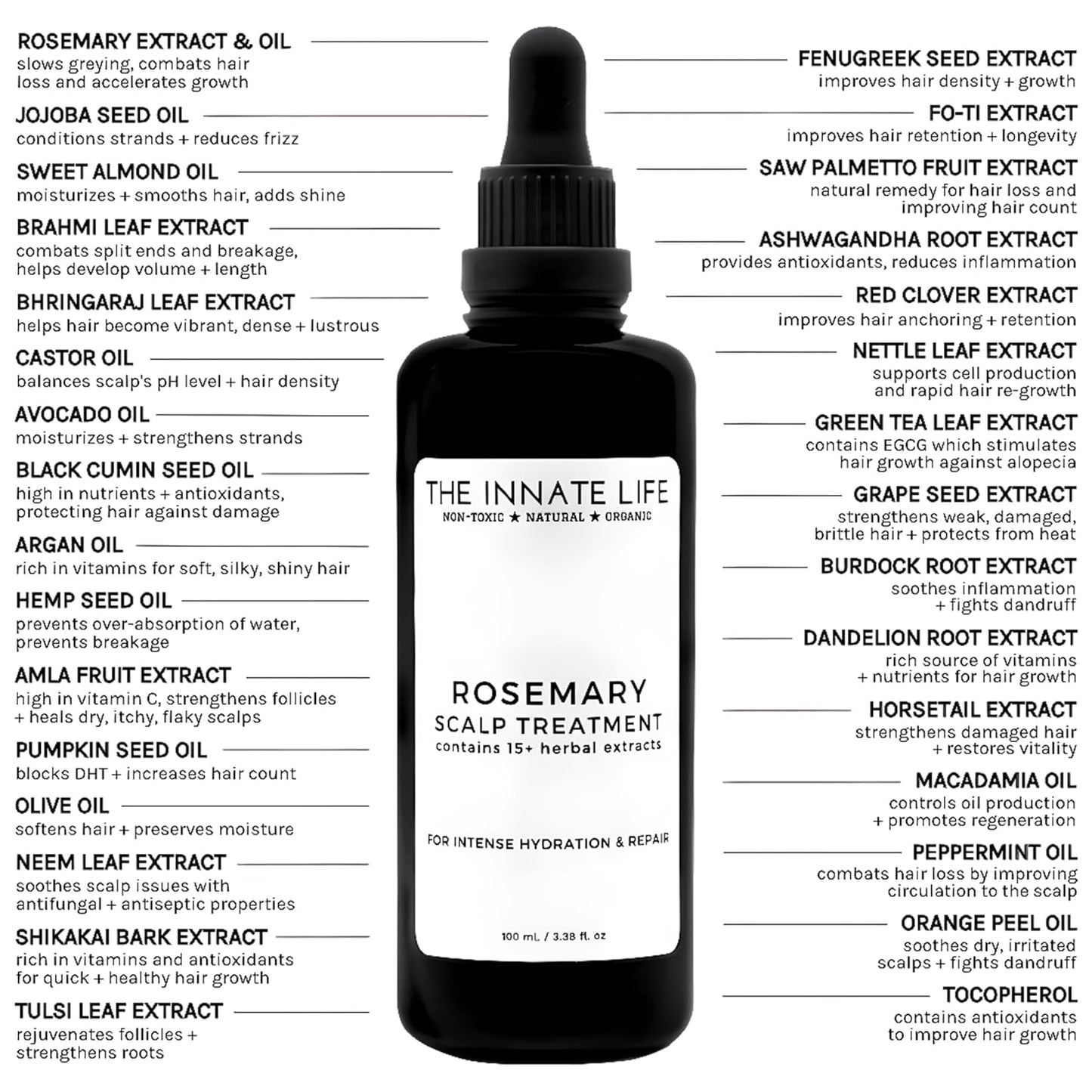 THE INNATE LIFE Rosemary Scalp Treatment | Nourish with Rosemary Oil, Strengthen Follicles, Hydrate Scalp, Prevent Hair Loss, Ideal for Healthier Hair - Organic Hair Care Solution