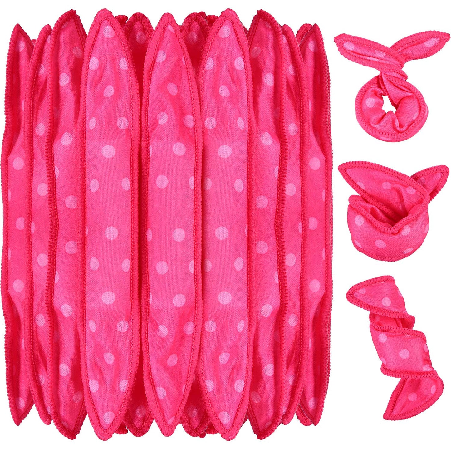 Bememo 40 Pieces Soft Curlers Hair Rollers Pillow Rollers for Hair Satin Sponge Curlers to Sleep in Overnight Heatless No Heat for Long Short Foam Rag Large Styling Tools(Rose Red)